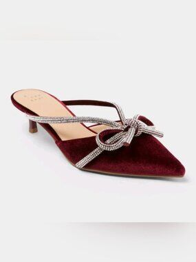 A New Day, Women’s Gwen Rhinestone Velvet Stiletto Bow Heels Memory Foam Insole